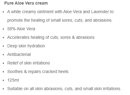 Pure Aloe Vera cream, complemented with lavender (certified)