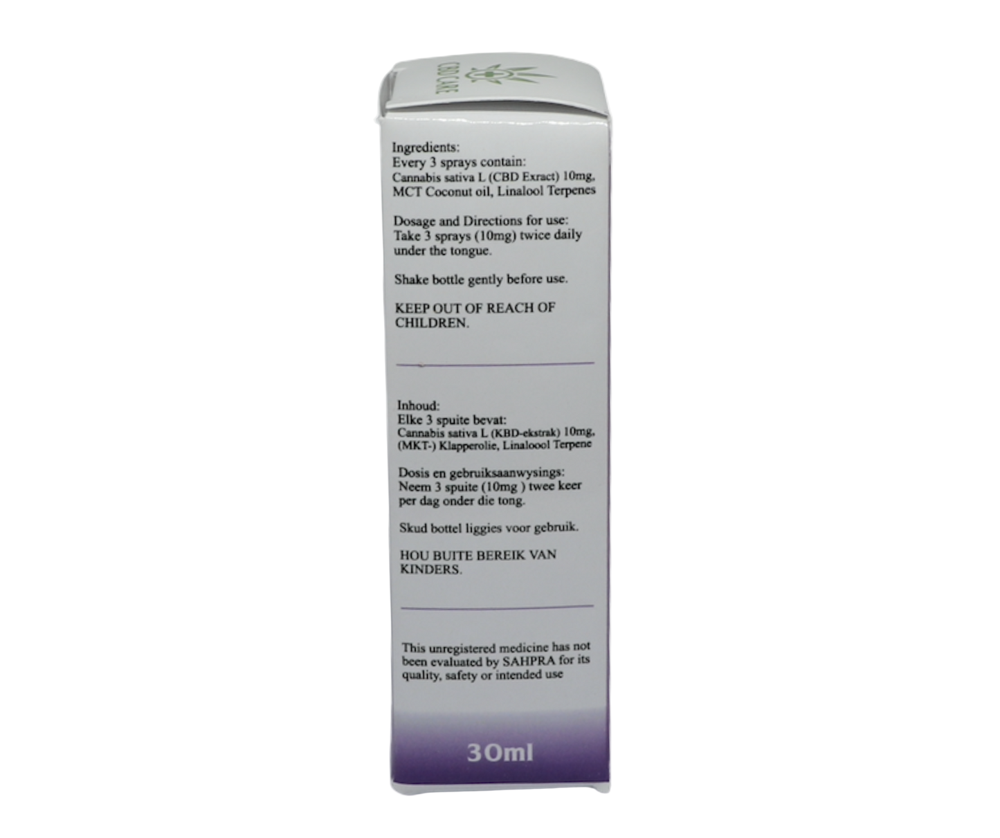 CBD Care Relaxing Oil Box Ingredients