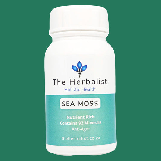 Sea moss supplement bottle by The Herbalist