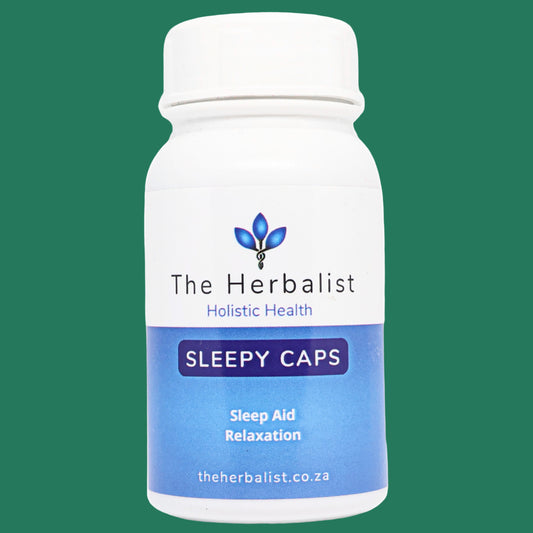 Bottle of 'Sleepy Caps' sleep aid from The Herbalist