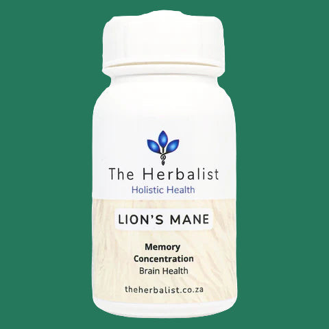 Bottle of Lion's Mane supplement from The Herbalist